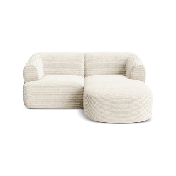 Colțar bej cu tapițerie din catifea reiată  (cu colț pe partea dreaptă/cu șezlong) Campi – Cosmopolitan Design-image-2