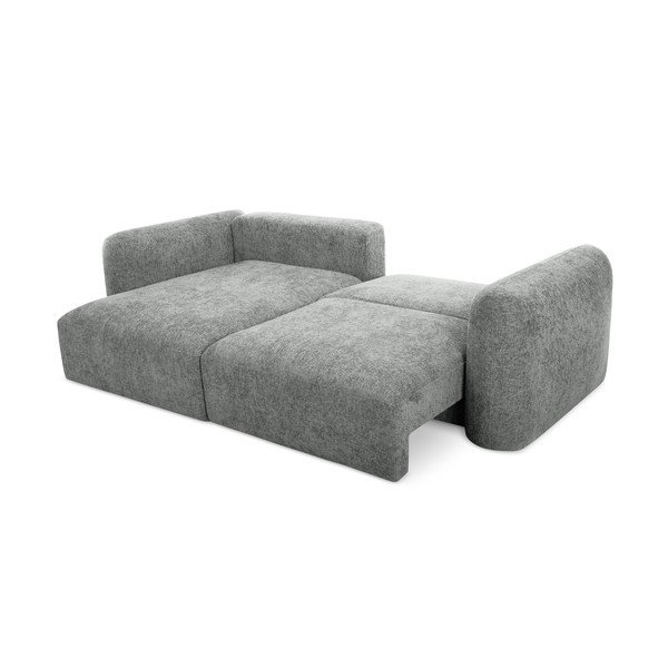 Colțar gri extensibil/cu spațiu de depozitare cu tapițerie din chenille (cu colț pe partea stângă/cu șezlong) Mele – Makamii-image-2