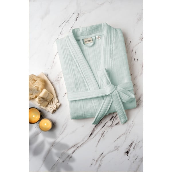 Halat verde mentă S/M din muselină Kimono – Foutastic-image-2