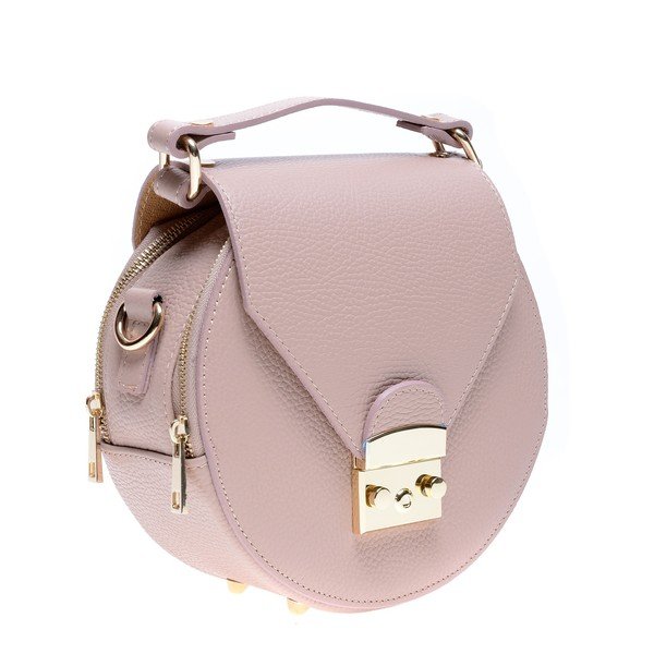 Geantă de umăr din piele Roberta M Rosa, roz-image-1