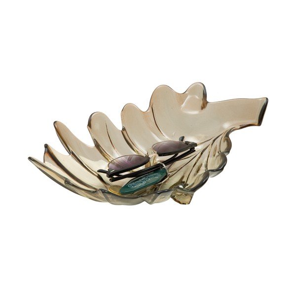 Bol din sticlă reciclată Mauro Ferretti Leaf, 33 x 20 cm, gri-image-2