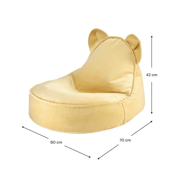 Fotoliu puf pentru copii galben cu tapițerie din catifea Bear – Wigiwama-image-3