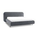 Pat matrimonial albastru tapițat cu spațiu de depozitare cu somieră 140x200 cm Pointt – ELTAP