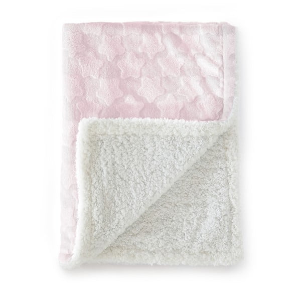 Pătură din microfibră pentru copii Tanuki Estrellas, 110 x 140 cm, roz