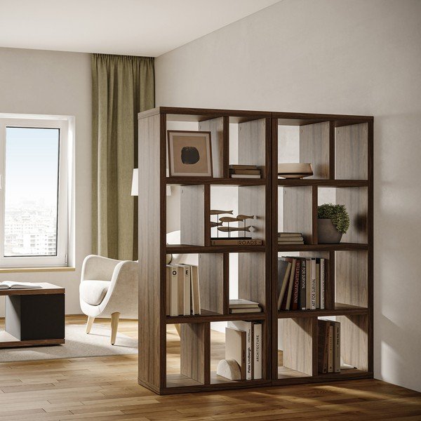 Bibliotecă maro cu aspect de lemn de nuc 70x159 cm Berlin – TemaHome-image-1