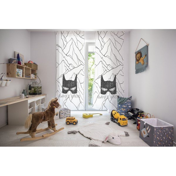 Draperie pentru copii alb-negru din bumbac satinat 110x170 cm Be a Hero – Butter Kings-image-1