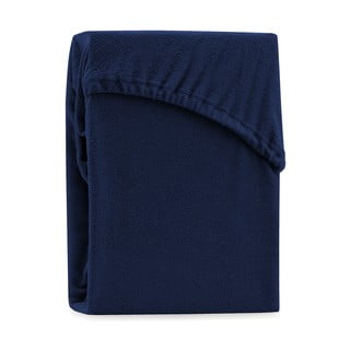 Cearșaf elastic pentru pat dublu AmeliaHome Ruby Siesta, 220-240 x 220 cm, albastru închis