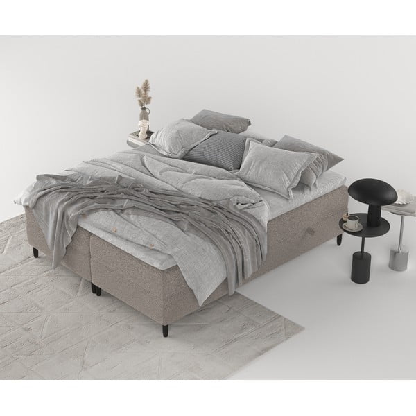 Pat boxspring maro cu spațiu de depozitare 200x200 cm Malte – Maison de Rêve-image-2