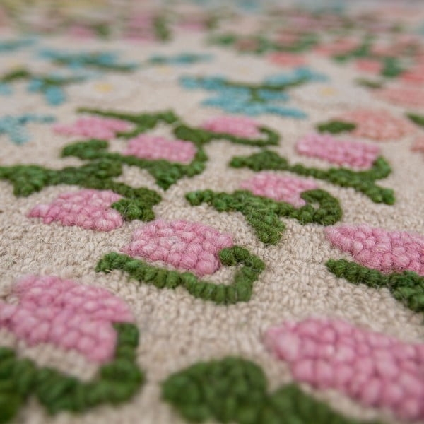 Covor crem țesut manual din lână 200x290 cm Emilia Floral – Flair Rugs-image-2