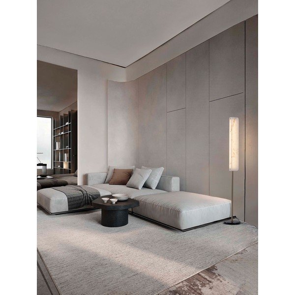 Lampadar crem/alămiu LED cu aspect de marmură (înălțime 160 cm) Aider – Nova Luce-image-1