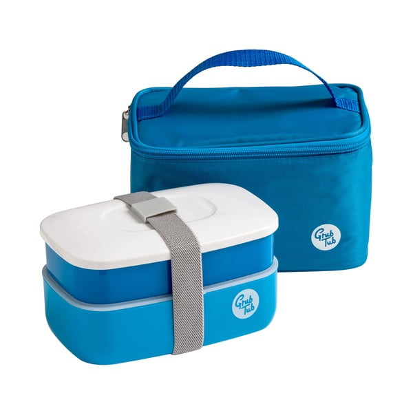 Set husă frigorifică și cutie pentru gustări Premier Housewares Grub Tub, 21 x 13 cm, albastru
