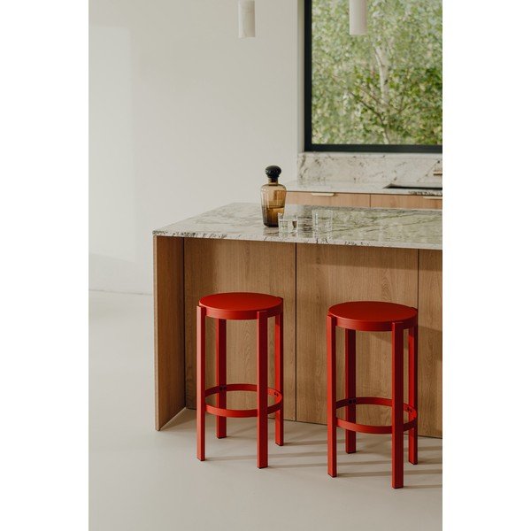 Scaun de bar roșu din oțel (înălțime șezut 65 cm) Doon – noo.ma-image-3