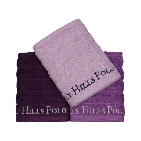 Set 3 prosoape din bumbac pentru mâini, 90 x 50 cm, mov-image-2
