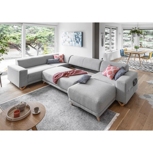 Colțar gri deschis extensibil/cu spațiu de depozitare (cu colț pe partea stângă/în formă de "U") Classy Sophie – Miuform-image-4