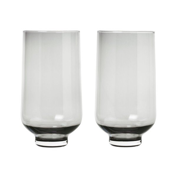 Set 2 suporturi pentru lumânări din sticlă Blomus Flow, 400 ml, negru transparent-image-2