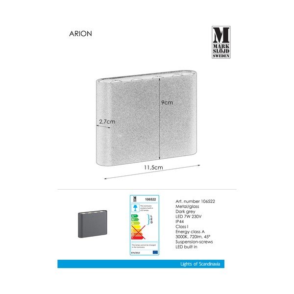 Aplică de perete Markslöjd Arion, gri-image-2