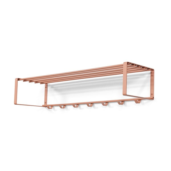 Cuier de perete roz somon  cu raft din metal Rex – Spinder Design