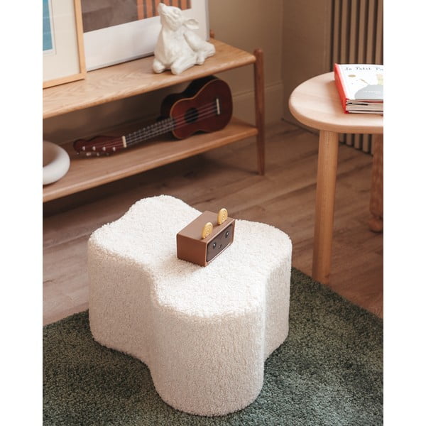 Puf de copii crem cu tapițerie din țesătură bouclé Cloud – Wigiwama-image-3