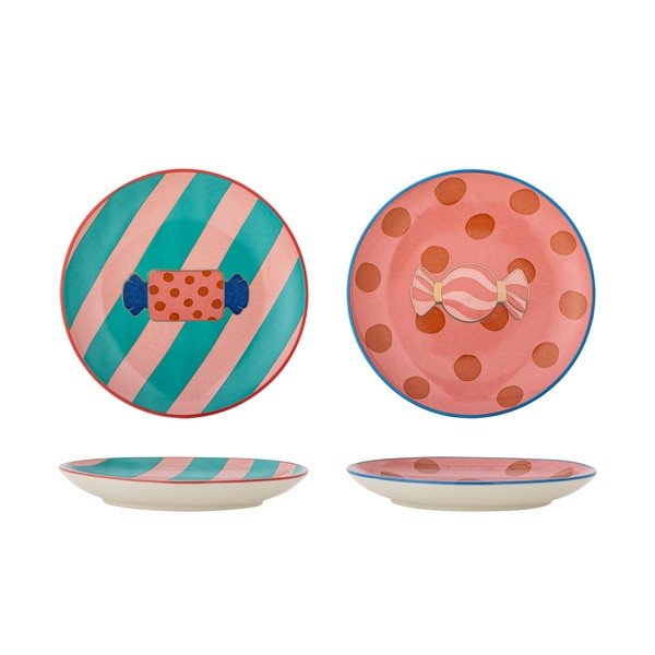 Farfurii roz 2 buc. pentru desert  din gresie ø 16 cm  cu model de Crăciun Caramella – Bloomingville-image-4