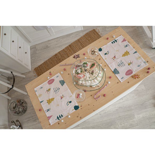 Suporturi de farfurii cu model de Crăciun 2 buc  45x35 cm Skiing - Butter Kings-image-1