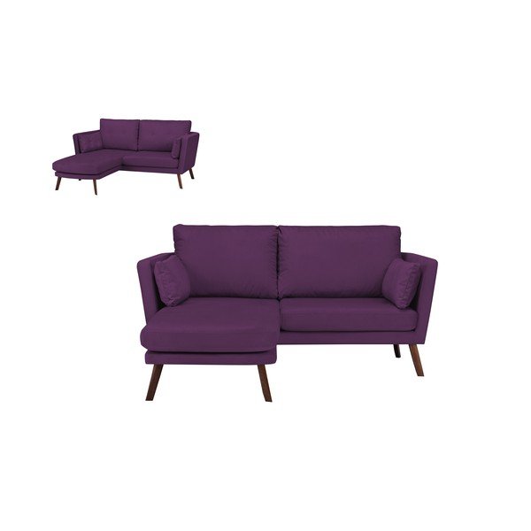 Canapea cu 3 locuri Mazzini Sofas Elena, cu șezlong pe partea stângă, mov închis-image-4