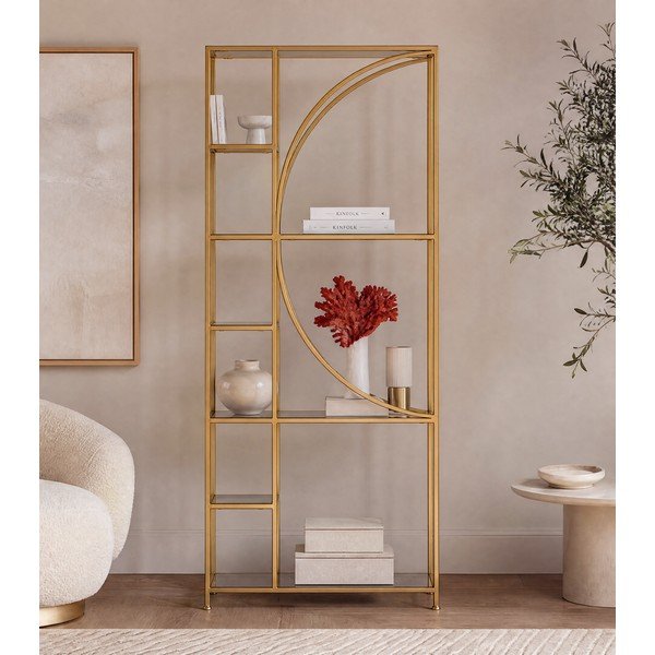 Bibliotecă aurie din oțel 66x176x25,5 cm Elenor – Bizzotto-image-3