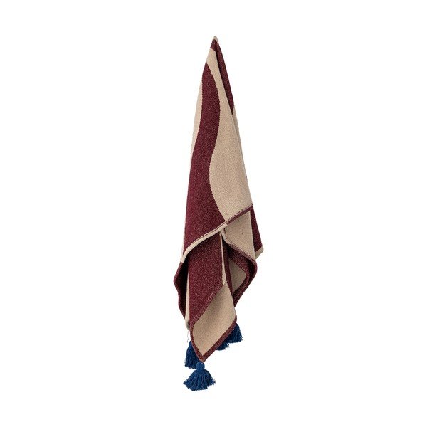 Pătură roșie/bej din bumbac reciclat 130x160 cm Cimmi – Bloomingville