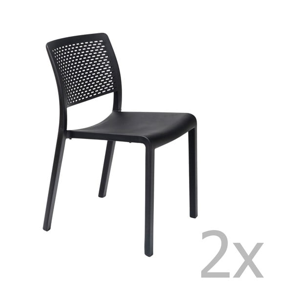 Set 2 scaune de grădină Resol Trama Simple, negru