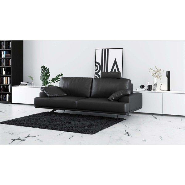 Canapea gri închis cu tapițerie din piele 220 cm Prado – MESONICA-image-1
