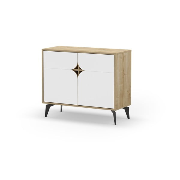 Dulap alb/în culoare naturală cu aspect de lemn de stejar 95x79 cm Nola – Marckeric-image-2