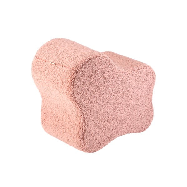 Puf de copii roz cu tapițerie din țesătură bouclé Cloud – Wigiwama-image-2