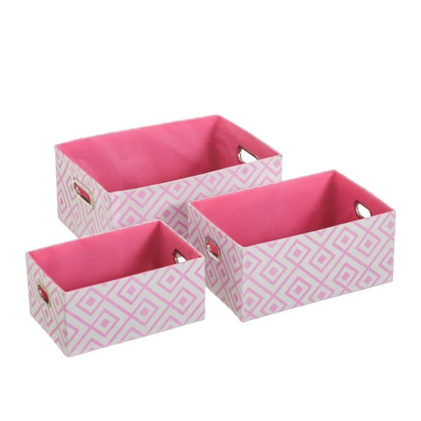 Set 3 cutii de depozitare Unimasa Paulovnia, roz