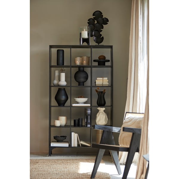 Bibliotecă neagră din lemn  de mango 106x190 cm Rayna – Light & Living-image-1