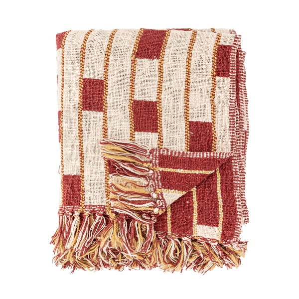 Pătură roșie/bej din amestec de bumbac 130x160 cm Cang – Bloomingville-image-3