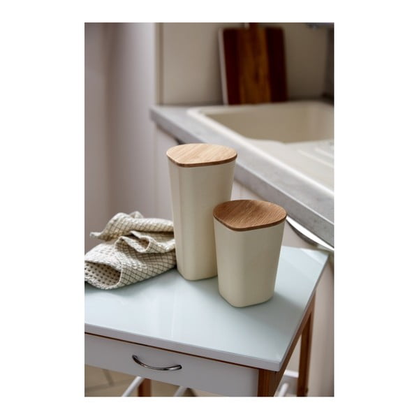 Cutie depozitare cu capac din bambus Wenko Derry, 750 ml, bej-image-2