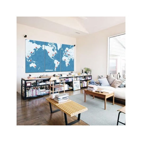 Hartă a lumii de perete Palomar Pin World XL, 198 x 124 cm, albastru-image-1