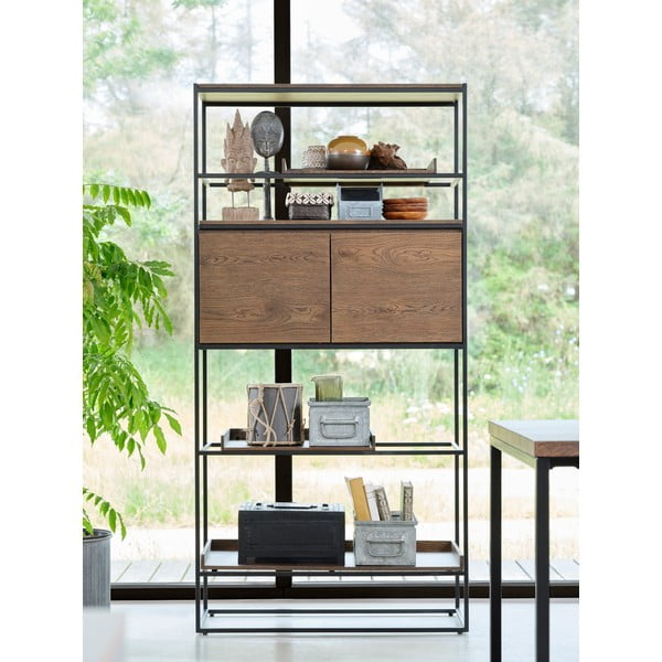 Bibliotecă cu detalii cu aspect de lemn de stejar Unique Furniture Rivoli-image-1