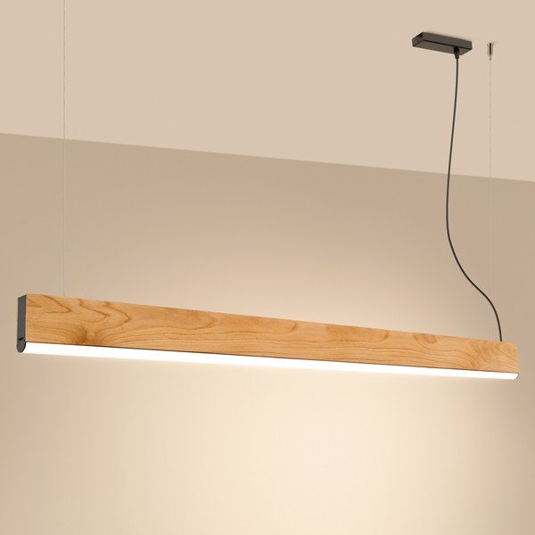 Lustră în culoare naturală LED din lemn masiv LYKKE – Thoro-image-1