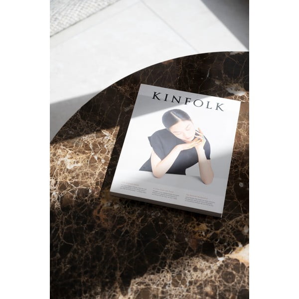 Măsuță de cafea maro/în culoare naturală rotundă din marmură 90x90 cm Brooksville - Rowico-image-2