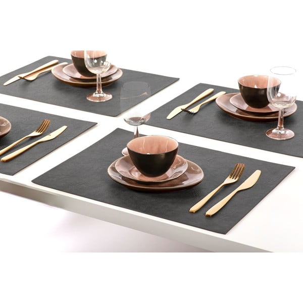 Suport farfurie din imitație de piele ZicZac Troja Rectangle, 33 x 45 cm, negru-image-1