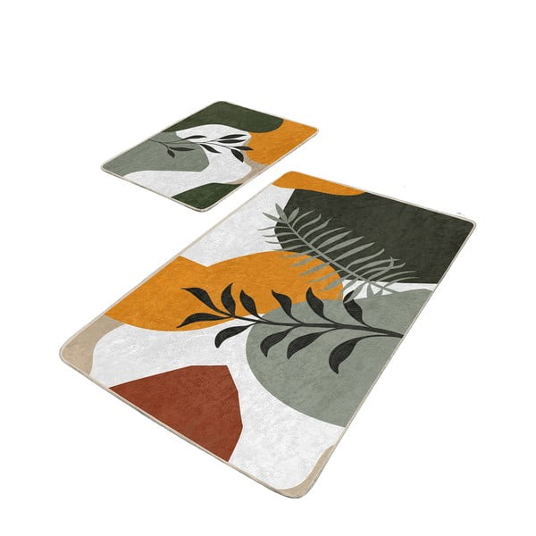 Covorașe de baie verde 2 buc. din catifea 60x100 cm Illustrated Autumn – Mila Home