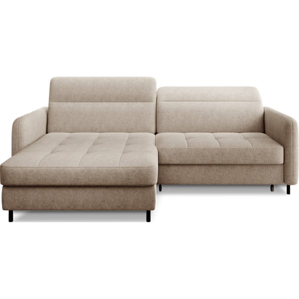 Colțar bej extensibil/cu spațiu de depozitare cu tapițerie din chenille (cu colț pe partea stângă/cu șezlong) Gomsi – ELTAP