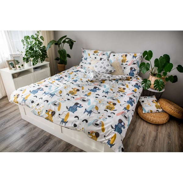 Lenjerie de pat din bumbac pentru copii Cotton House Dogs, 140 x 200 cm