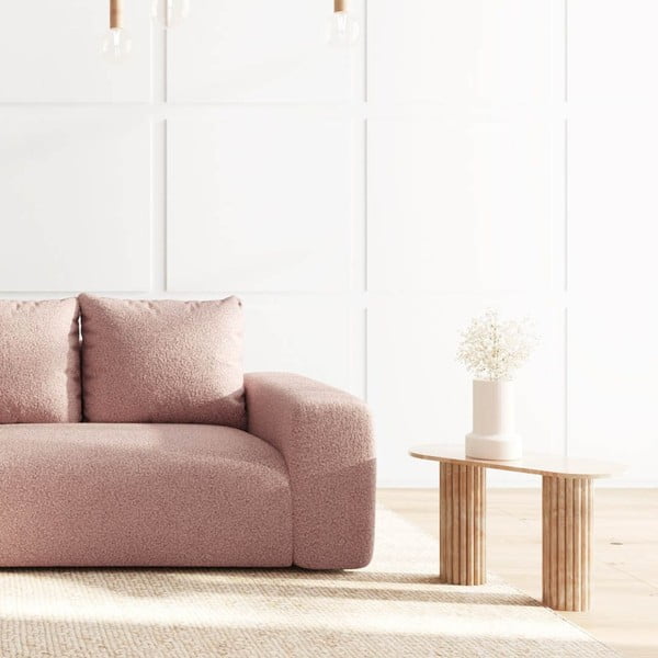 Colțar roz cu tapițerie din țesătură bouclé (cu colț pe partea stângă, cu șezlong) Monce – Rodier-image-4