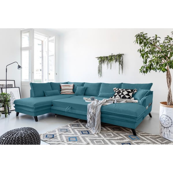 Canapea extensibilă în formă de „U” cu șezlong pe partea stângă Miuform Charming Charlie, turcoaz-image-4