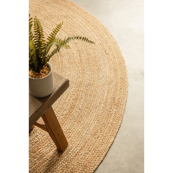 Covor în culoare naturală reversibil rotund din iută ø 100 cm Braided – Hanse Home-image-4