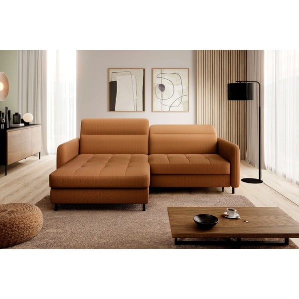 Colțar galben extensibil/cu spațiu de depozitare cu tapițerie din catifea (cu colț pe partea stângă/cu șezlong) Gomsi – ELTAP-image-3