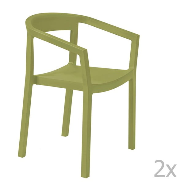 Set 2 scaune grădină, cu cotiere, Resol Peach, verde