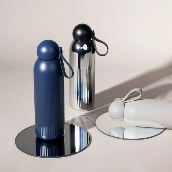 Sticlă termică albastră cu pai din oțel inoxidabil 500 ml Tekla – Sagaform-image-1