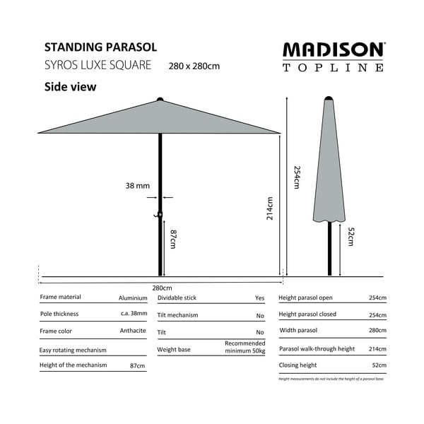 Umbrelă de soare verde 280x280 cm Syros - Madison-image-1